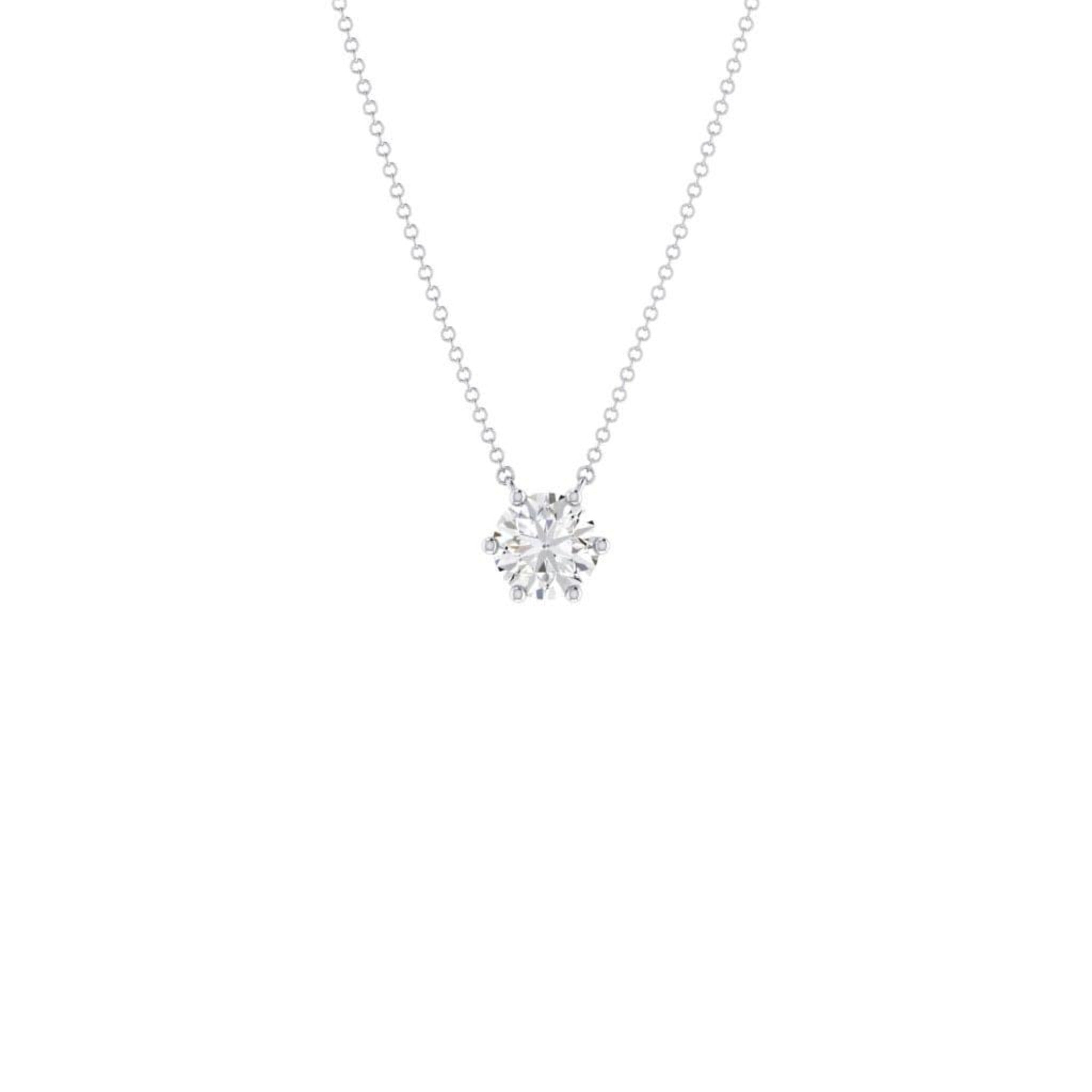 Timeless Solitaire Diamond 0.25ct Pendant | White Gold Six Claw - Rosendorff Diamond Jewellers